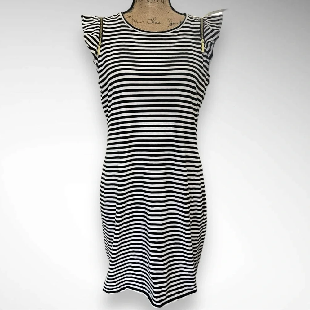 MICHAEL Michael Kors Women's Black and White Striped Shift Dress Medium | EUC